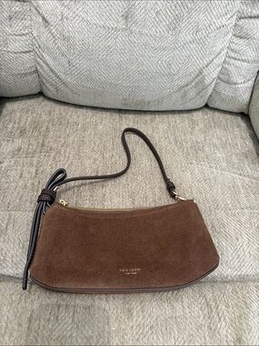 kate spade Brown Suede Mini Shoulder Bag with Slim Strap